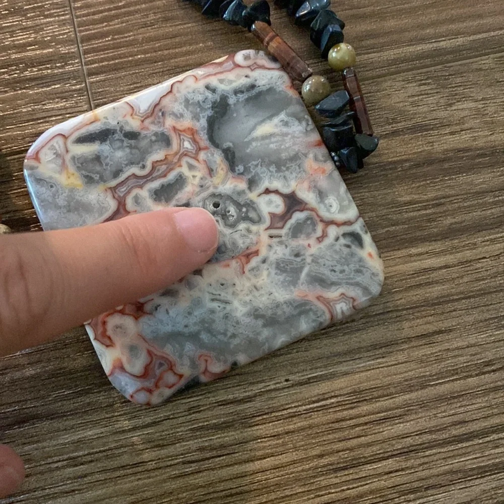 Beautiful artisan large jasper pendent 2 strand necklace Jasper/stone beads - Picture 5 of 9